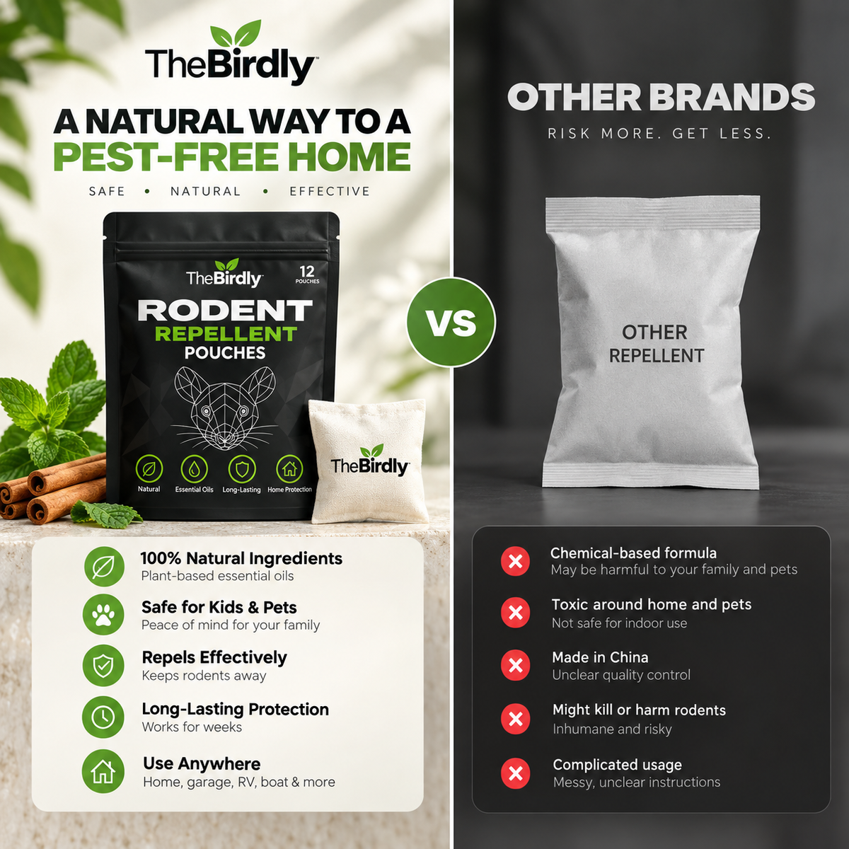 TheBirdly™ Natural Rodent Repellent Pouches